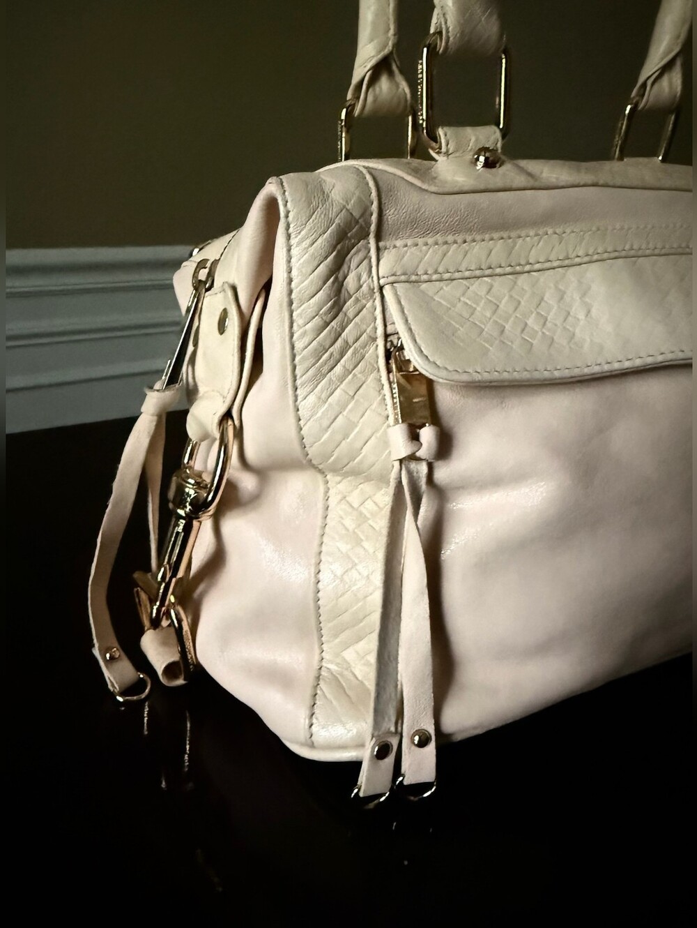 Rebecca Minkoff Pale Pink Cream Satchel with Gold Hardware